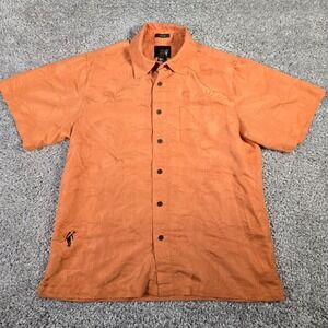 Toes on the Nose Mens Short Sleeve Button Up Shirt Size M Orange Beach Casual